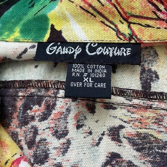 Candy Couture Cotton button embellished Jacket Light Animal Print Floral Size XL - Picture 2 of 8